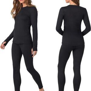 New Never Worn Cuddl Duds Womens Black Fleece Lined Thermal Base Layer Set, S